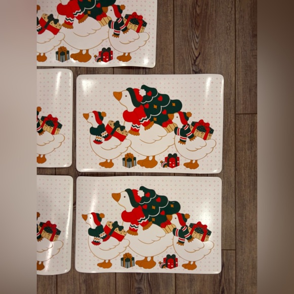 Vintage Christmas Goose Placemats Set of 5 Retro Holiday Country Geese Decor - Picture 3 of 8